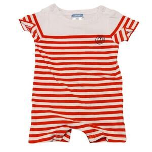 Jacadi Paris Baby Boy One Piece Striped Nautical Red White Short Sleeve 18M